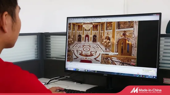 Flower Pattern Waterjet Marble Floor Border Design for Floor in New House/Villa 