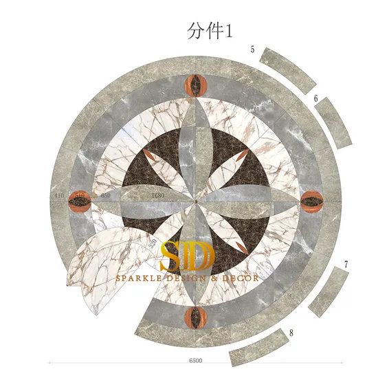 Manufature Waterjet Marble Inlay Border Marble Medallion Border for Living Room 